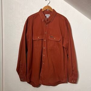 Carhartt XL Tall Rust Work Shirt Heavy Cotton Overshirt